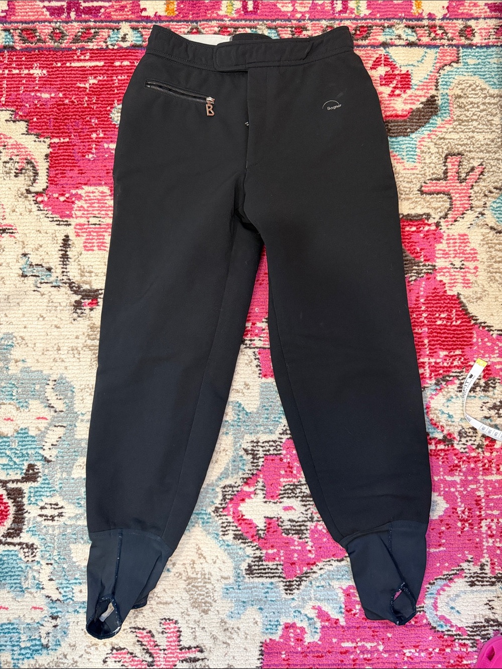 Bogner Black Women’s Stirrup Ski Pants with Zipper Pocket size 10